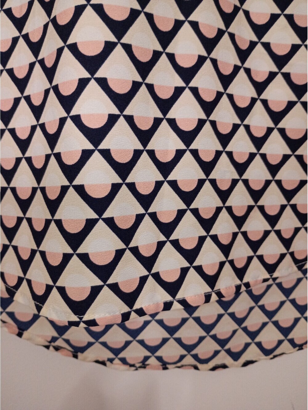 Merona Small Navy Peach Geometric Print 3/4 Sleeve Blouse - Picture 3 of 11